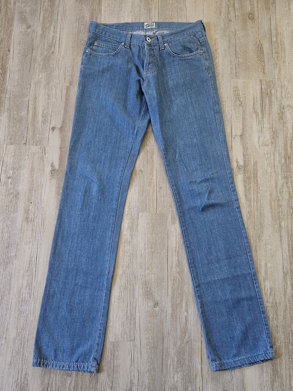 Naked & Famous Men's Denim Light Blue Skinny Guy Mid Blue Organic Tall Jeans 33